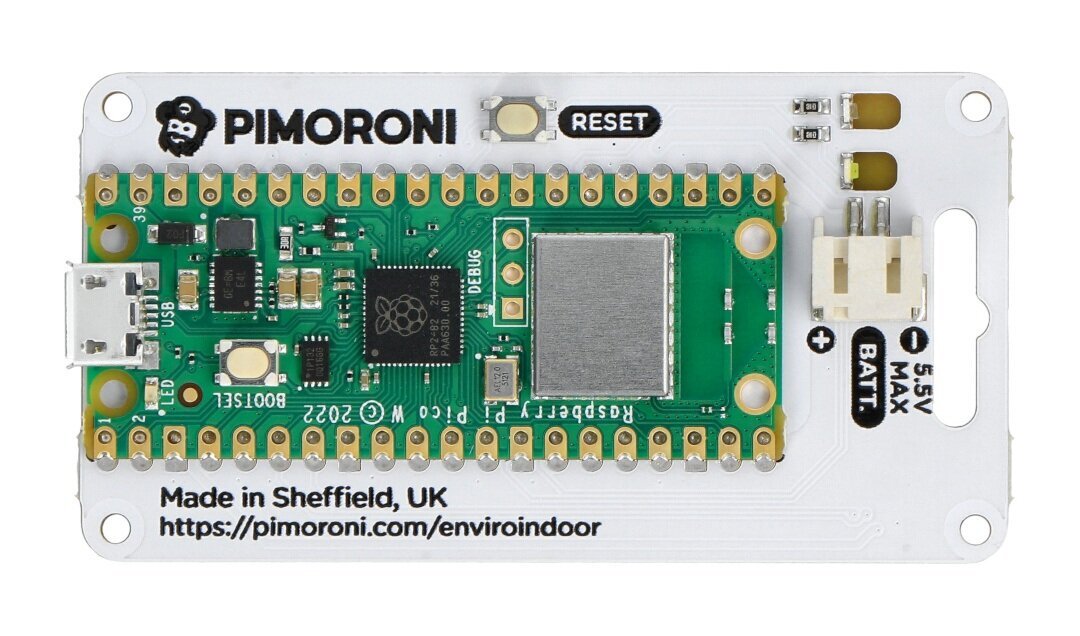 Enviro Indoor Raspberry Pico W -levyllä Pimoroni PIM630 hinta ja tiedot | Mikrokontrollerit | hobbyhall.fi