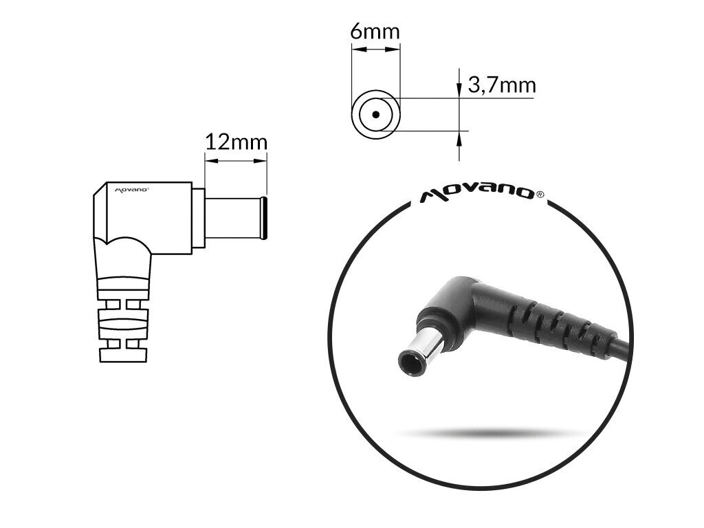 Movanin ZZ/AS2075D hinta ja tiedot | Kannettavien tietokoneiden laturit | hobbyhall.fi