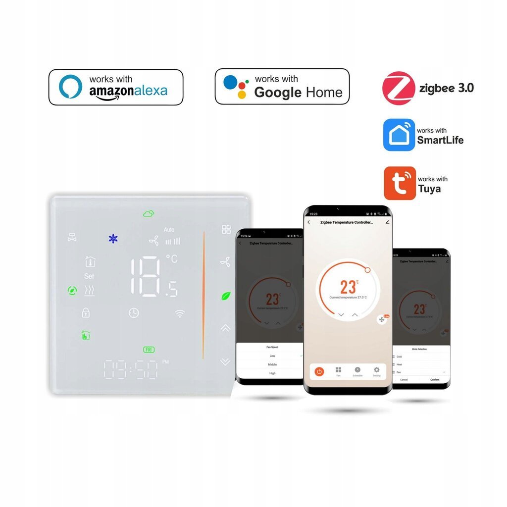 Huonetermostaatti Tuya 3A, valkoinen hinta ja tiedot | Lattialämmitys | hobbyhall.fi