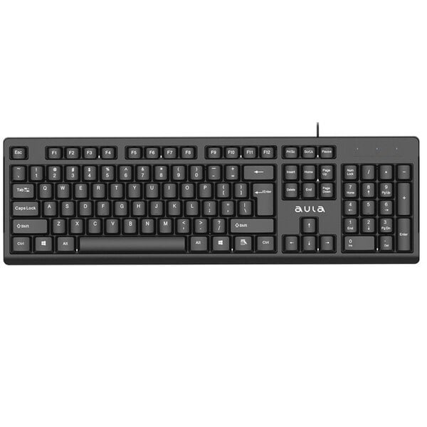 Aula AK205 Ergonomic Silent Click PC-näppäimistö 104 painiketta FI / RUS Asettelu 1,5 m USB-kaapeli musta