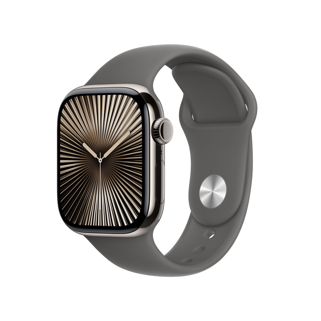 Apple Watch Series 10 GPS + Cellular 42mm Natural Titanium Case with Stone Grey Sport Band - S/M MWXD3ET/A hinta ja tiedot | Älykellot | hobbyhall.fi