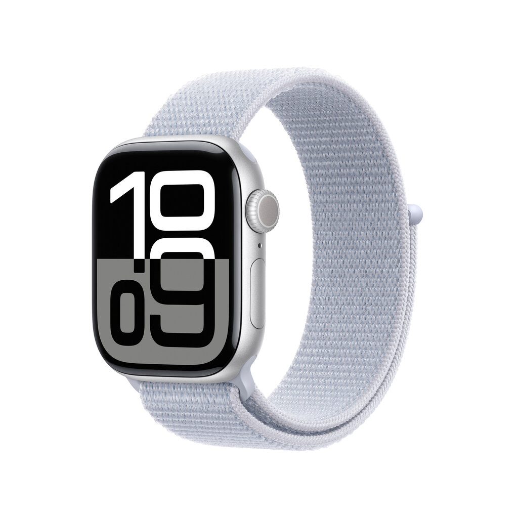 Apple Watch Series 10 GPS + Cellular 42mm Silver Aluminium Case with Blue Cloud Sport Loop MWX53ET/A hinta ja tiedot | Älykellot | hobbyhall.fi