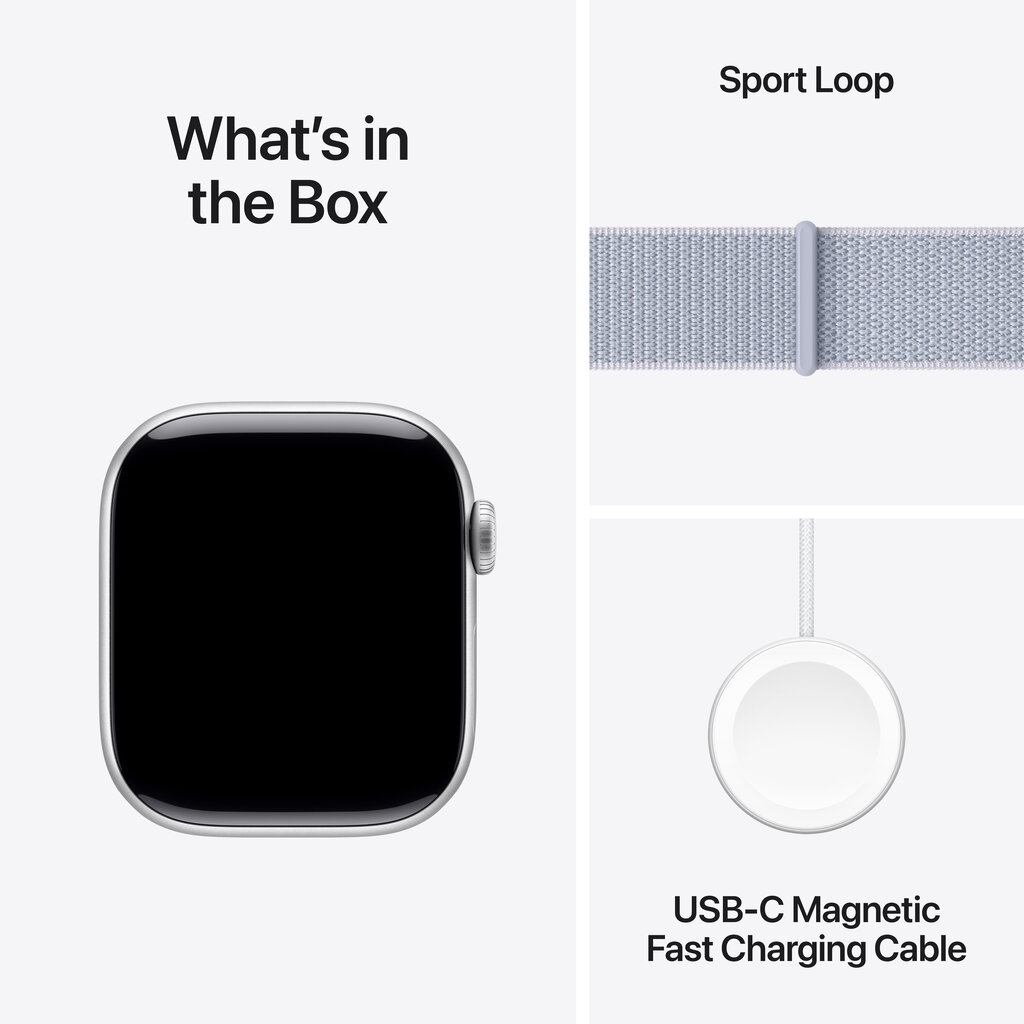 Apple Watch Series 10 GPS 42mm Silver Aluminium Case with Blue Cloud Sport Loop MWWD3ET/A hinta ja tiedot | Älykellot | hobbyhall.fi