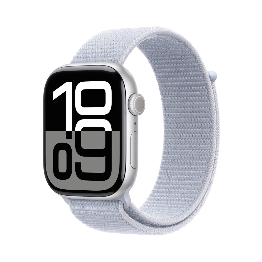 Apple Watch Series 10 GPS 46mm Silver Aluminium Case with Blue Cloud Sport Loop MWWN3ET/A hinta ja tiedot | Älykellot | hobbyhall.fi