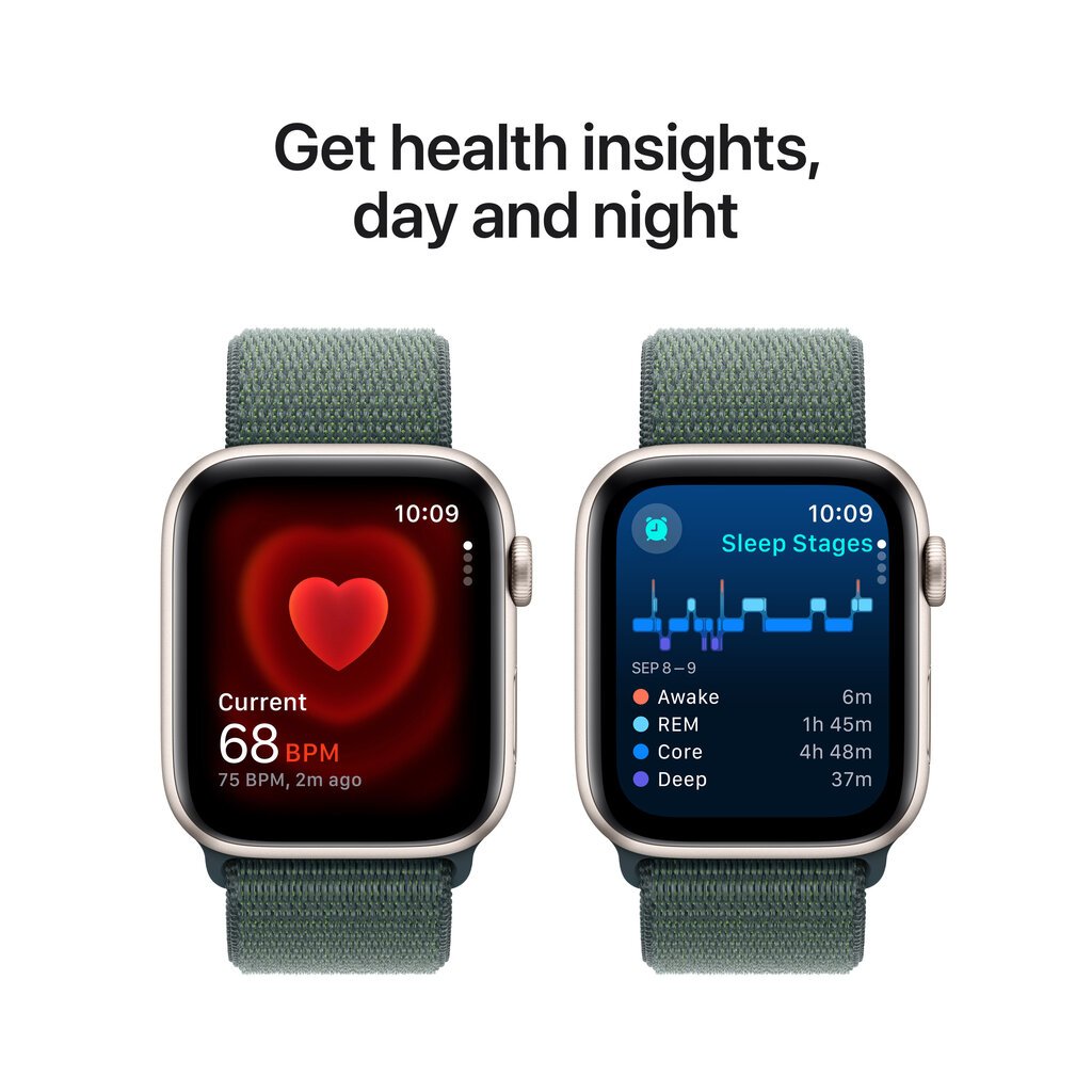 Apple Watch SE GPS 40mm Starlight Aluminium Case with Lake Green Sport Loop MXEH3ET/A hinta ja tiedot | Älykellot | hobbyhall.fi