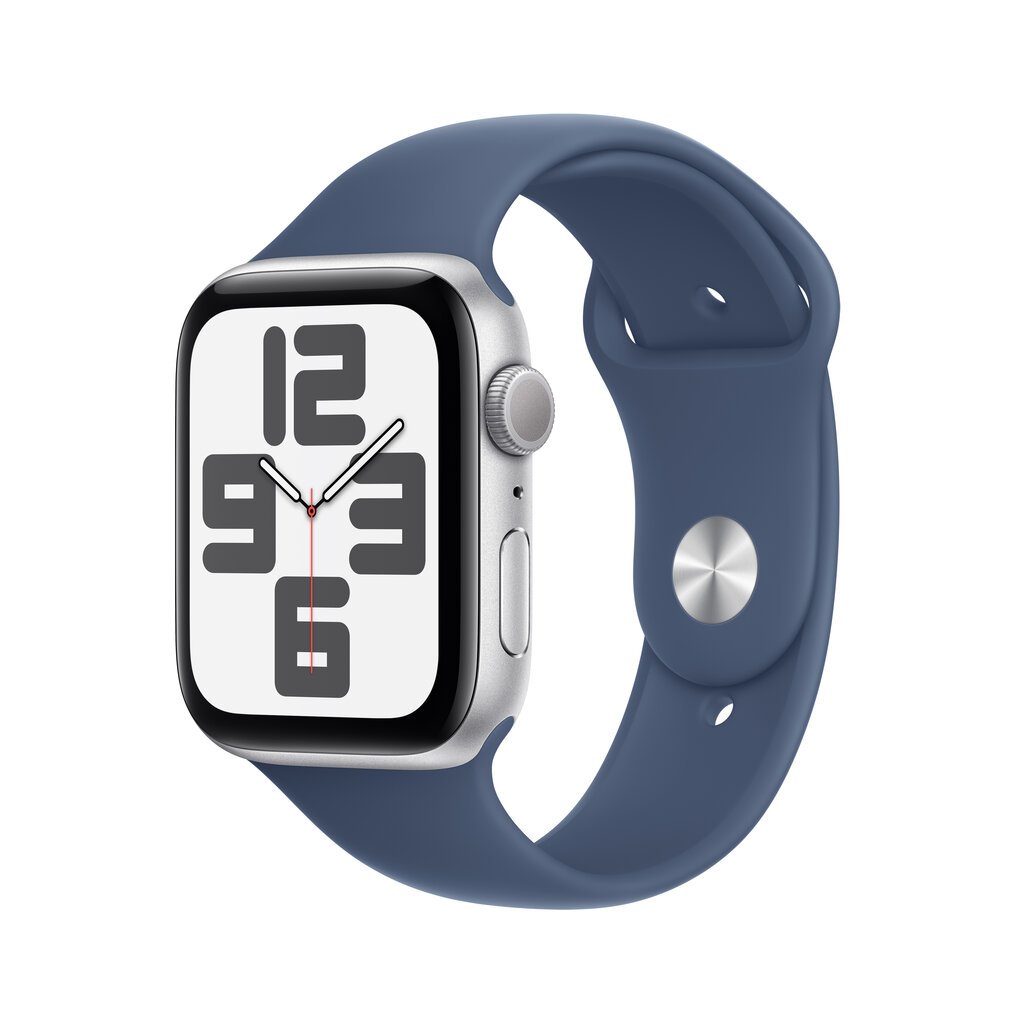 Apple Watch SE GPS 44mm Silver Aluminium Case with Denim Sport Band - M/L MXER3ET/A hinta ja tiedot | Älykellot | hobbyhall.fi