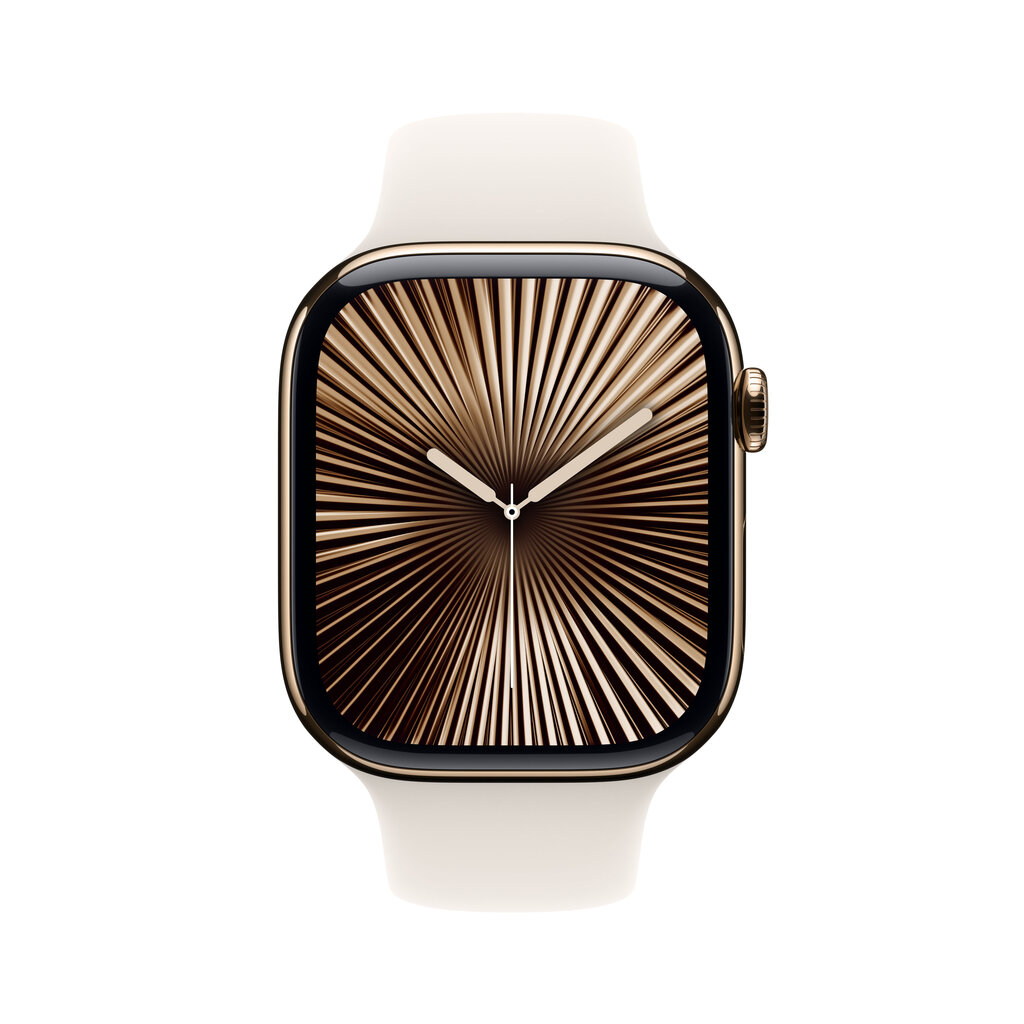 Apple Watch Series 10 GPS + Cellular 46mm Gold Titanium Case with Starlight Sport Band - M/L MWYY3ET/A hinta ja tiedot | Älykellot | hobbyhall.fi