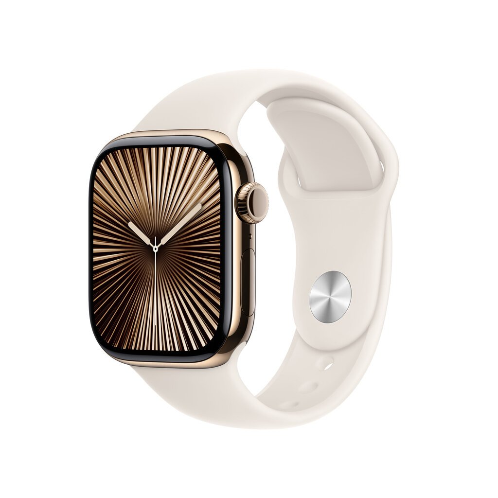 Apple Watch Series 10 GPS + Cellular 42mm Gold Titanium Case with Starlight Sport Band - M/L MX073ET/A hinta ja tiedot | Älykellot | hobbyhall.fi