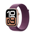 Apple Watch Series 10 GPS 46mm Rose Gold Aluminium Case with Plum Sport Loop MWWV3ET/A