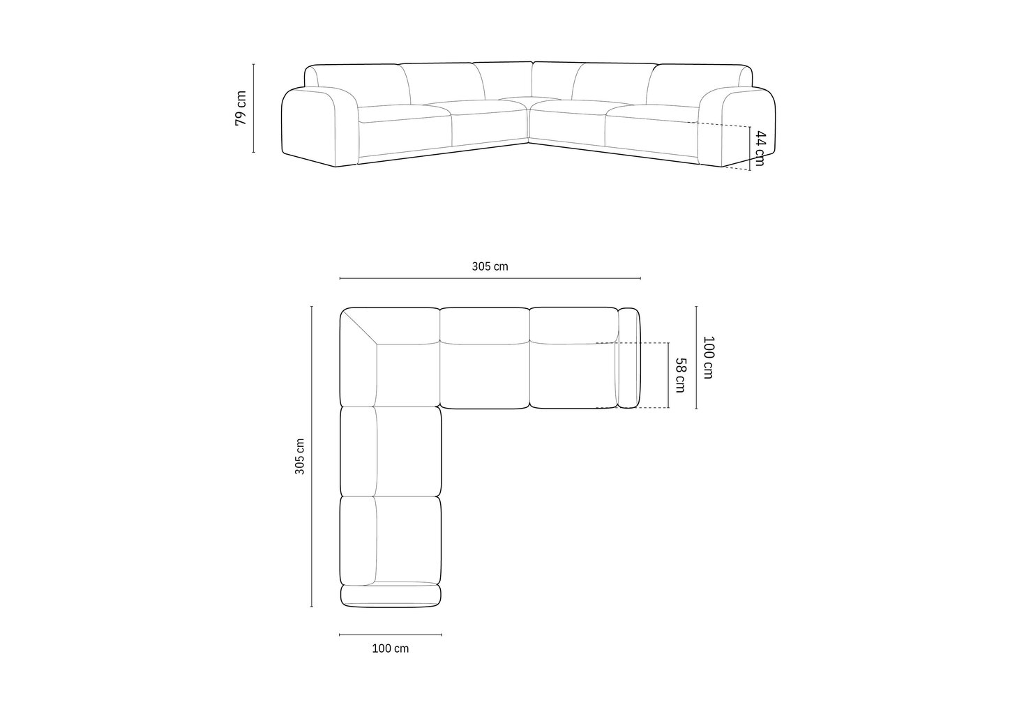 Pehmeä kulma Micadoni Erin, 305x305x79 cm, harmaa hinta ja tiedot | Kulmasohvat ja divaanisohvat | hobbyhall.fi