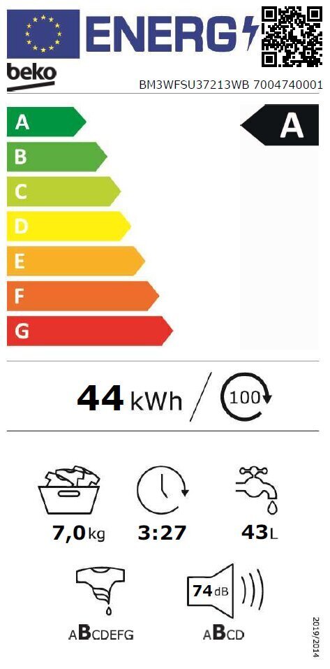 Beko BM3WFSU37213WB hinta ja tiedot | Pyykinpesukoneet | hobbyhall.fi