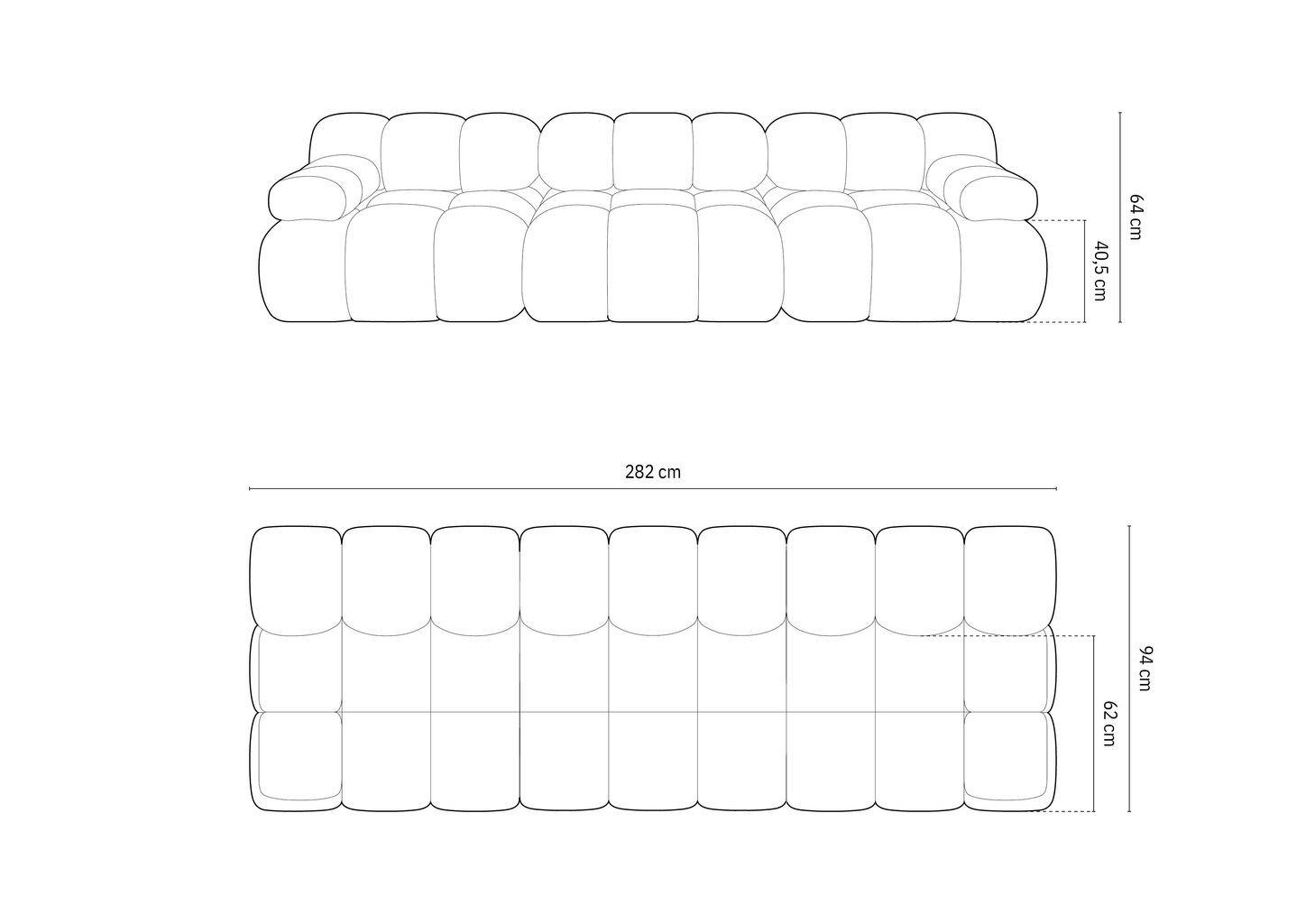 Modulaarinen sohva Micadoni Bellis, 282x94x64 cm, oranssi hinta ja tiedot | Sohvat ja vuodesohvat | hobbyhall.fi