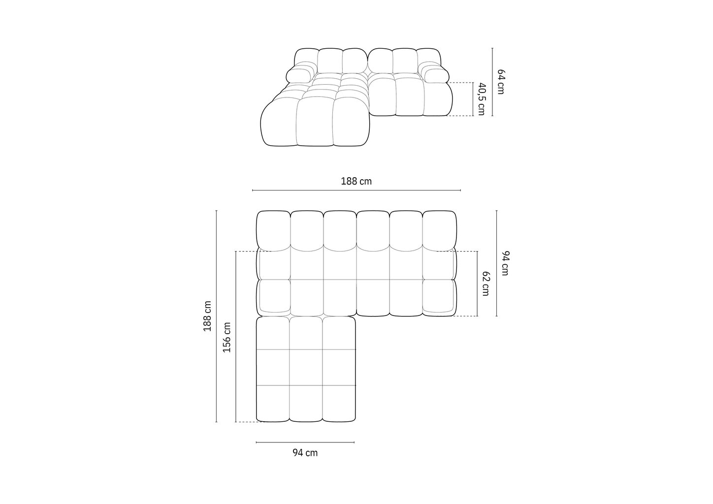 Modulaarinen sohva Micadoni Bellis, 188x188x64 cm, ruskea hinta ja tiedot | Sohvat ja vuodesohvat | hobbyhall.fi