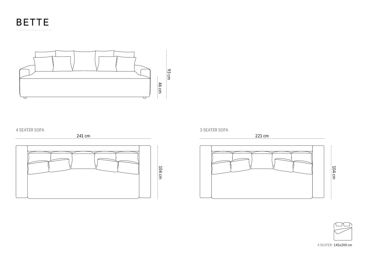 Sohva Micadoni Bette, 221x104x93 cm, sininen hinta ja tiedot | Sohvat ja vuodesohvat | hobbyhall.fi