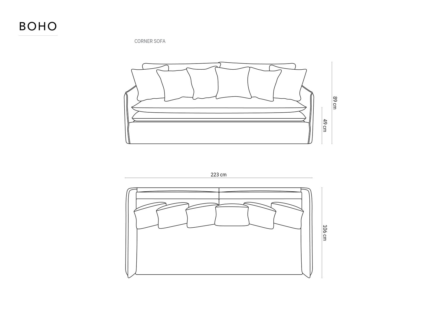 Sohva Micadoni Boho, 223x106x89 cm, hiekanvärinen hinta ja tiedot | Sohvat ja vuodesohvat | hobbyhall.fi