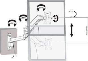 Seinäkiinnike TV 17-32" LED/LCD 8kg kääntyvä kaasujousi hinta ja tiedot | Näyttötelineet | hobbyhall.fi