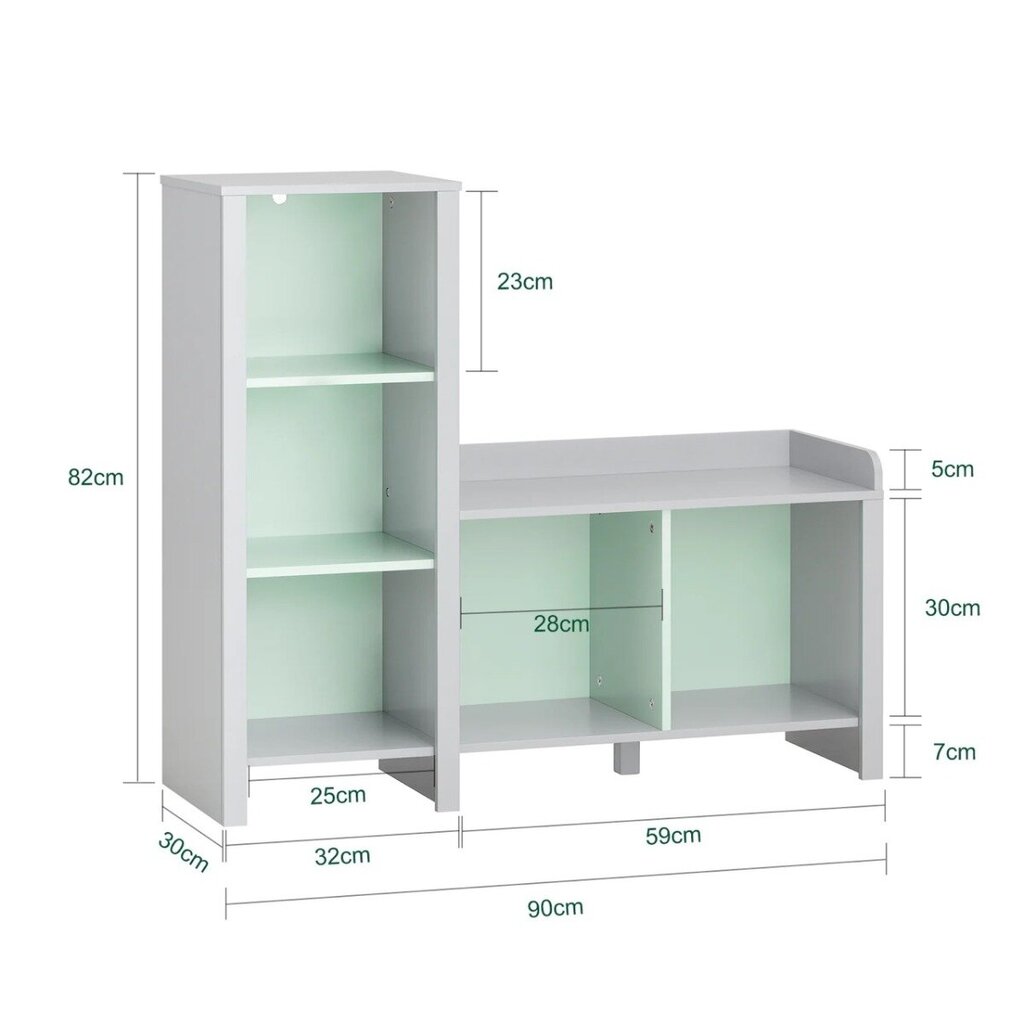 Lattiakaappi 90x30x82cm vihreä/harmaa hinta ja tiedot | Lastenhuoneen hyllyt | hobbyhall.fi