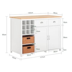 Keittiösaareke, 120 x 56 x 90 cm, valkoinen/beige hinta ja tiedot | Keittiön kaapit | hobbyhall.fi