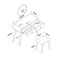 Meikkipöytäsarja hinta ja tiedot | Peilipöydät | hobbyhall.fi