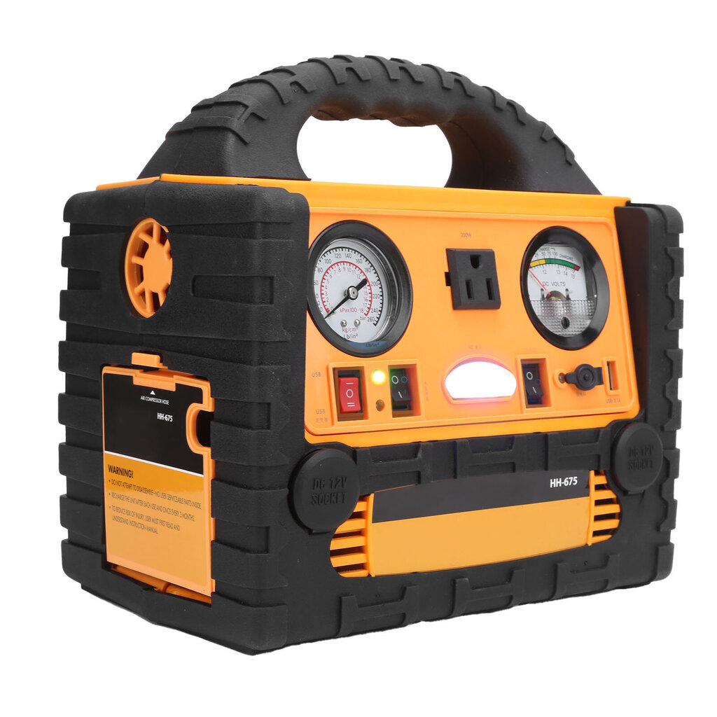 Auton käynnistin 200 W:n invertterillä 260 PSI ilmakompressori autojen moottoripyörien kuorma-autojen EmergencyEU-pistoke 110-220V hinta ja tiedot | Starttimoottorit | hobbyhall.fi