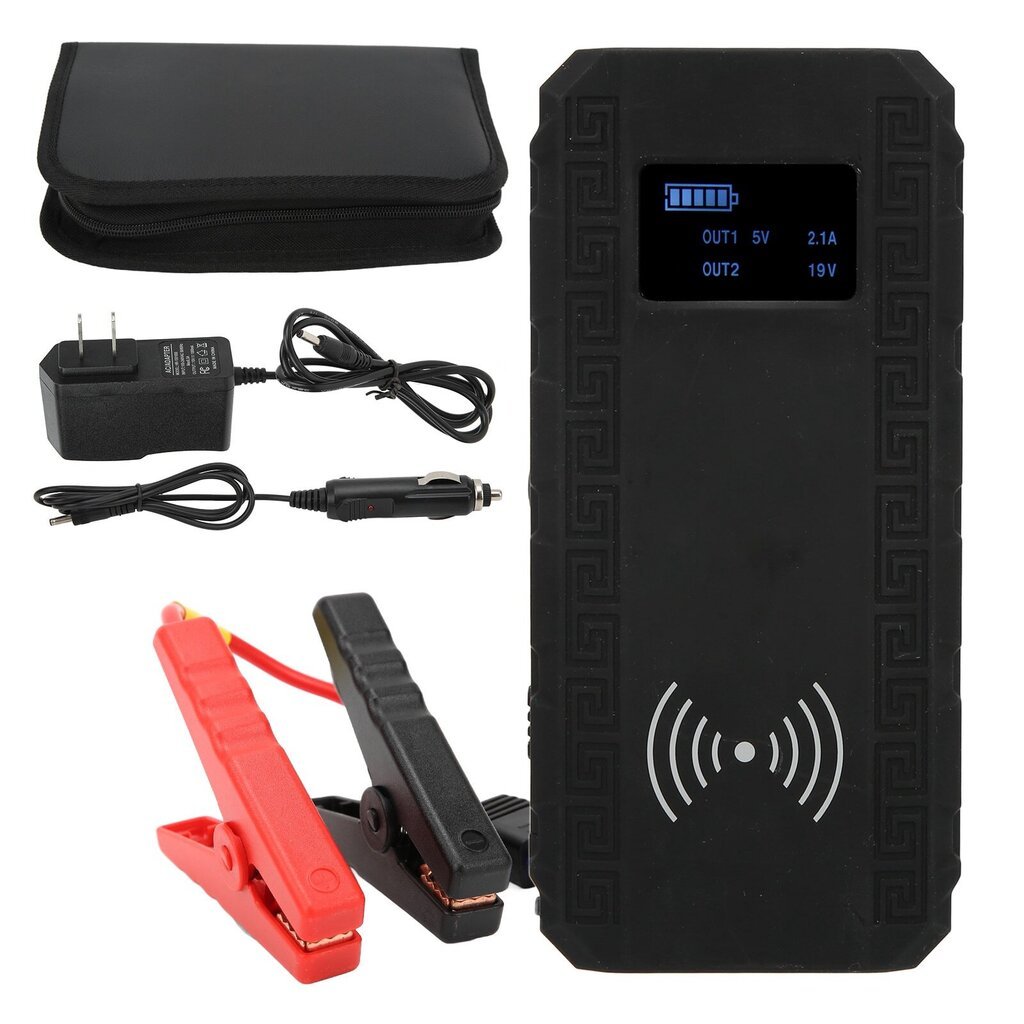 Car Jump Starter 12000mAh akkulaturi 400A Peak LED digitaalinen näyttö Taskulamppu Kaksi USB-porttia 12V autoille 100-240VUS pistoke hinta ja tiedot | Starttimoottorit | hobbyhall.fi