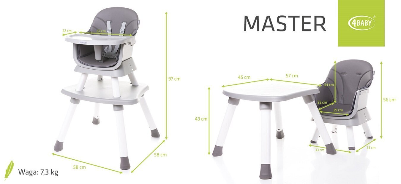 Lasten tuoli 4Baby Master, musta hinta ja tiedot | Syöttötuolit | hobbyhall.fi