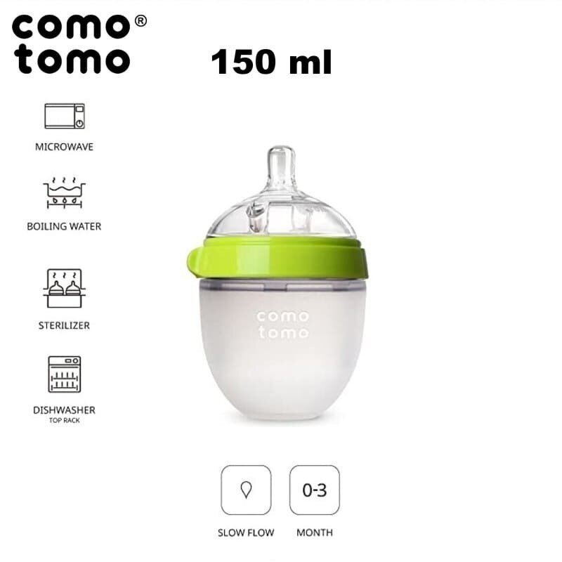 Silikonipullo Comotomo Evolved Green, 150 ml hinta ja tiedot | Tuttipullot ja tarvikkeet | hobbyhall.fi