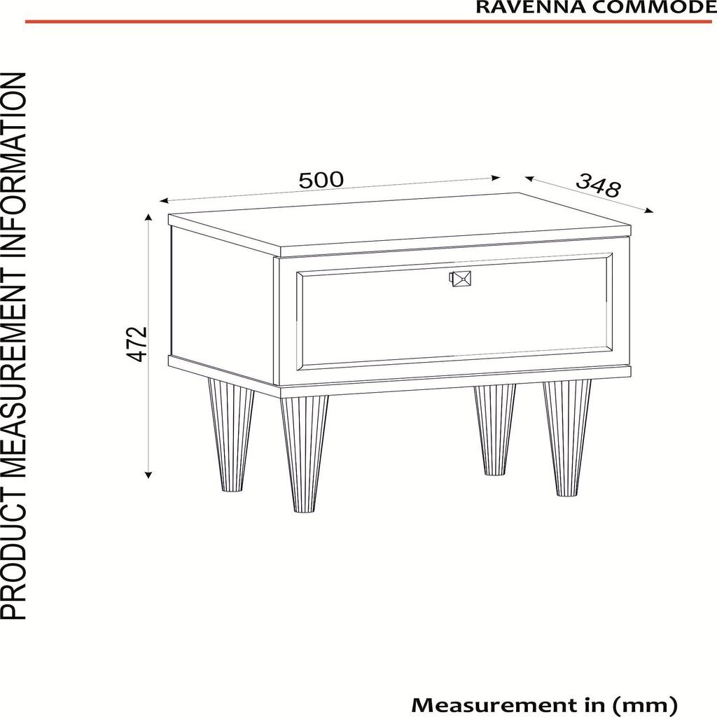 Yöpöytä Kalune Design Ravenna, valkoinen / musta hinta ja tiedot | Yöpöydät | hobbyhall.fi