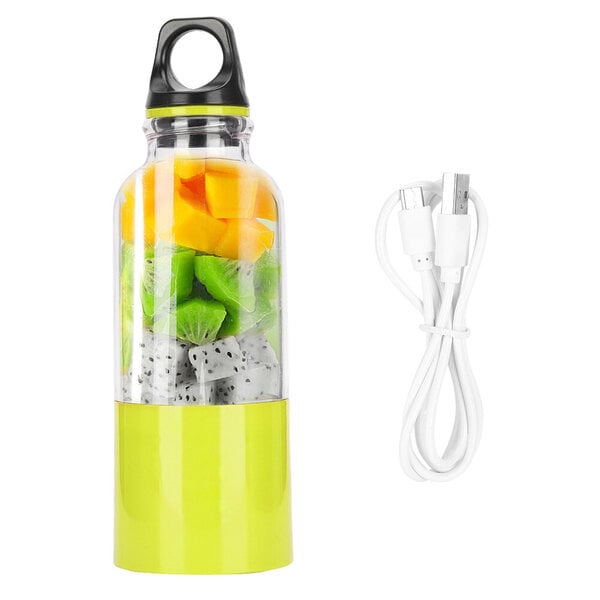 500 ml sähköinen mehupuristin kuppi kannettava vihannes hedelmämehukone automaattinen työkalu USB ladattava smoothie sekoitin pulloFruit Green 500 ml