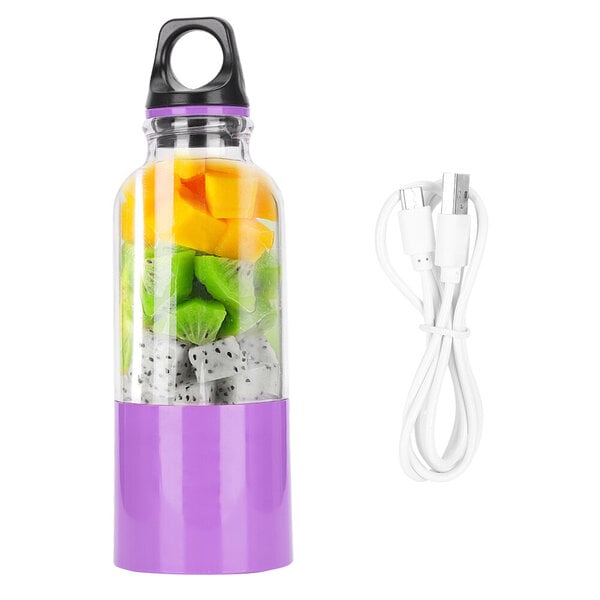 500 ml sähköinen mehupuristin kuppi kannettava vihannes hedelmämehukone automaattinen työkalu USB ladattava smoothie sekoitin pullo Violetti 500 ml