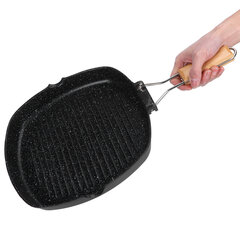 NonStick Käytännöllinen paistinpannu Pihvipannu BBQ taitettavalla kahvalla keittiötarvikkeet (24 cm) hinta ja tiedot | Paistinpannut | hobbyhall.fi