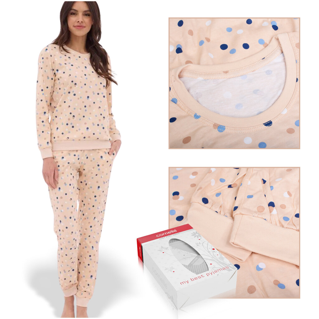 CORNETTE Naisten pyjama MAYA 163/378 Puuvilla Beige koko hinta ja tiedot | Yöasut ja pyjamat | hobbyhall.fi