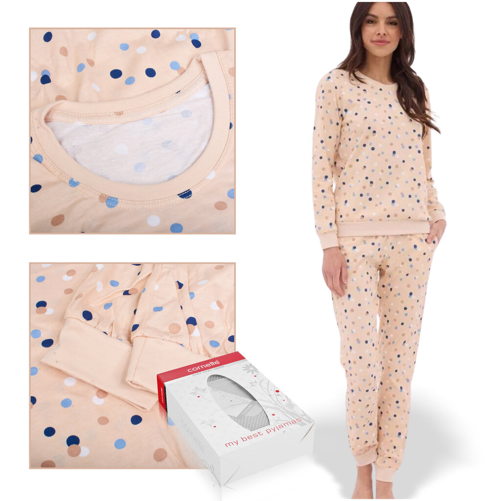 CORNETTE Naisten pyjama MAYA 163/378 Puuvilla Beige koko hinta ja tiedot | Yöasut ja pyjamat | hobbyhall.fi