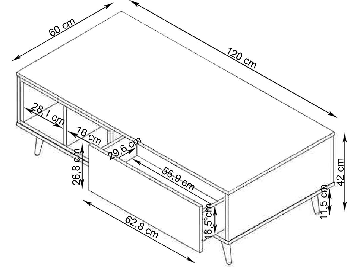 Kahvipöytä Layland 12919744, harmaa/ruskea hinta ja tiedot | Sohvapöydät | hobbyhall.fi