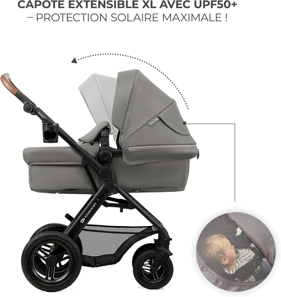 Urheilurattaat Kinderkraft Moov 2 Air 3in1, Light Grey hinta ja tiedot | Vaunut ja rattaat | hobbyhall.fi