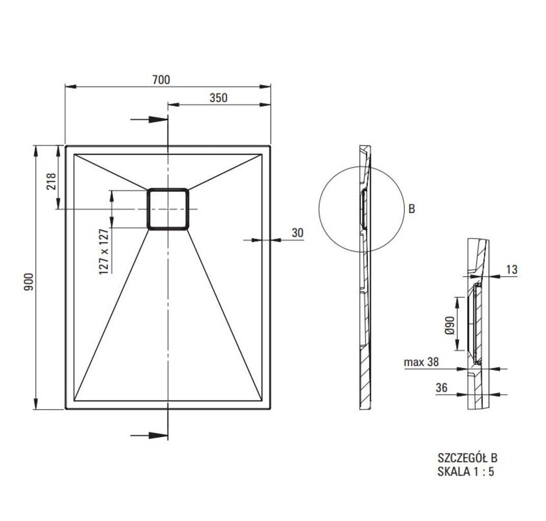 Suorakaiteen muotoinen suihkualusta Deante Correo, 90x70 cm hinta ja tiedot | Suihkualtaat | hobbyhall.fi