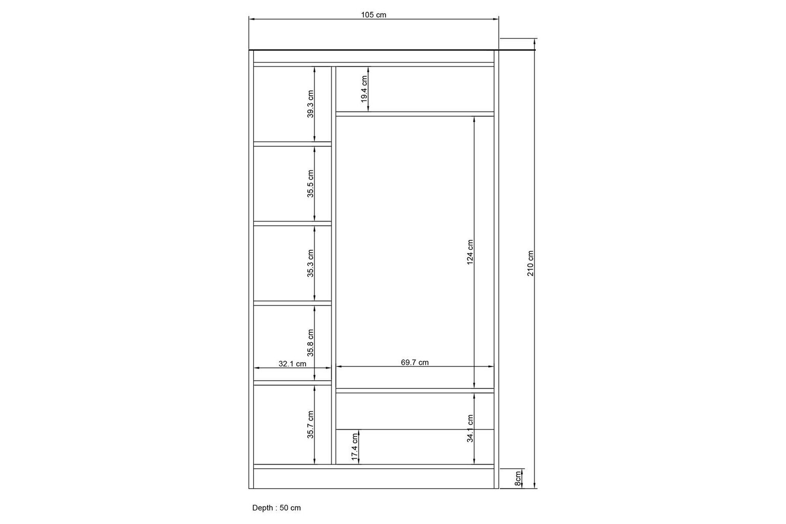 Asir Inci 1813 vaatekaappi, valkoinen hinta ja tiedot | Kaapit | hobbyhall.fi