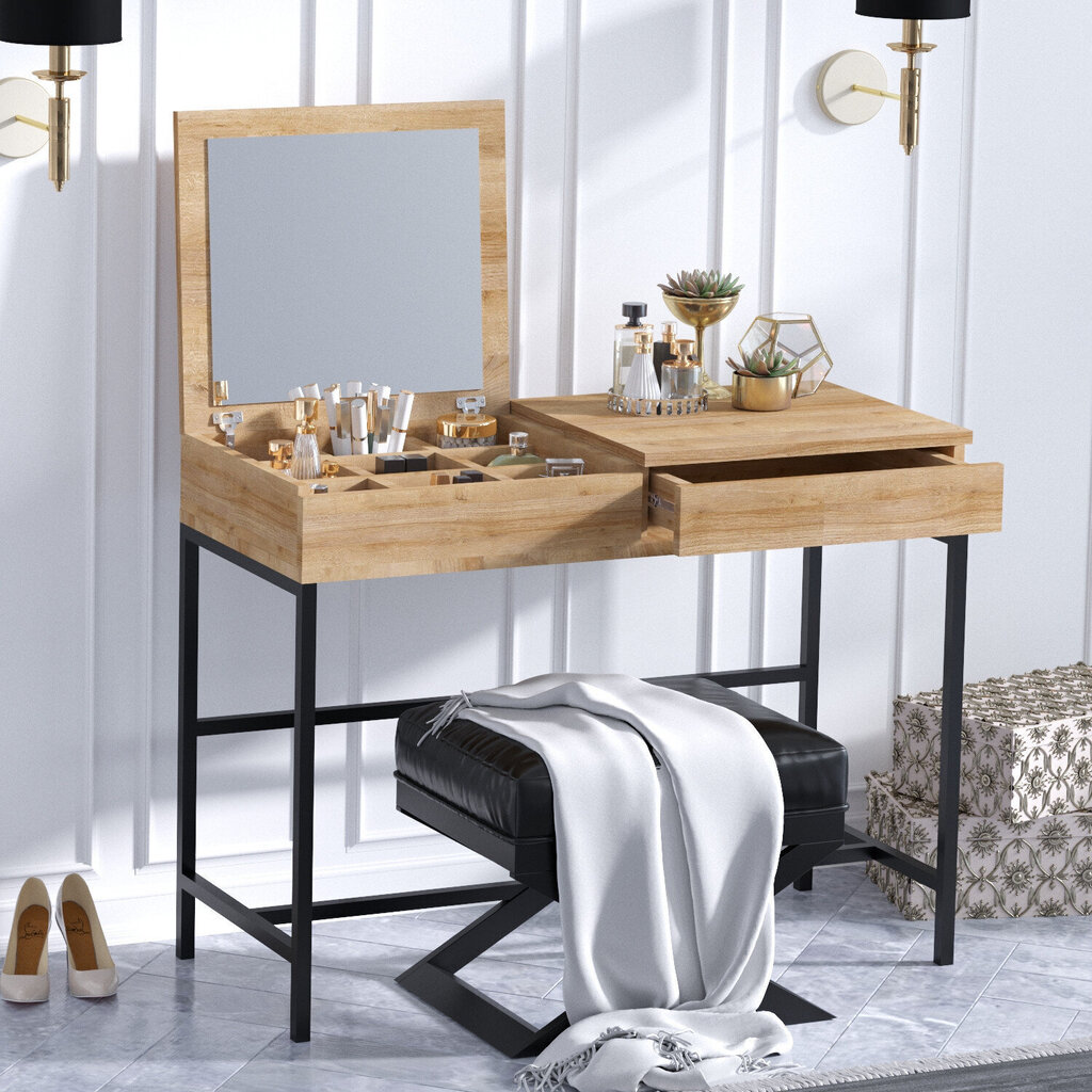 Peilipöytä Kalune Design Linda, ruskea hinta ja tiedot | Peilipöydät | hobbyhall.fi