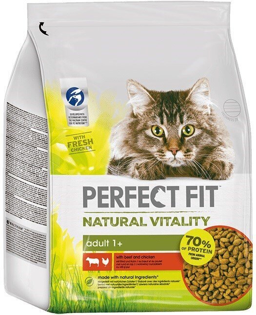 Perfect Fit Natural Vitality naudan- ja kanalihalla, 2,4 kg hinta ja tiedot | Kissan kuivaruoka | hobbyhall.fi