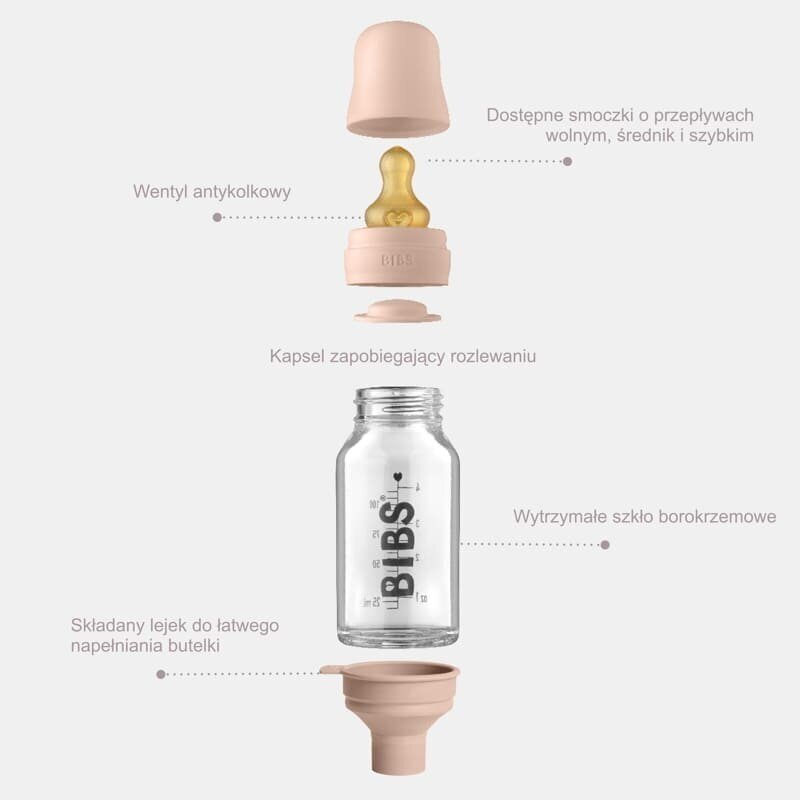 Bibs lasinen tuttipullo, 110 ml, blush, 0+ kk hinta ja tiedot | Tuttipullot ja tarvikkeet | hobbyhall.fi