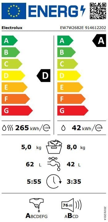 Electrolux EW7W2682E hinta ja tiedot | Pyykinpesukoneet | hobbyhall.fi