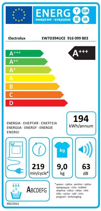 Electrolux EW7D394UCE hinta ja tiedot | Kuivausrummut | hobbyhall.fi