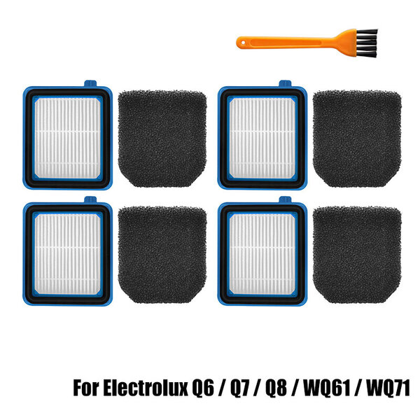 Hepa-suodatin Electrolux Q6 / Q7 / Q8 / WQ61 / WQ71 / WQ81 / W3N5 robottipölynimurin päästöihin hienopölyisen HEPA-suodattimen osat