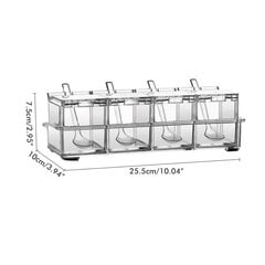 Maustepurkit Läpinäkyvät maustesäiliöt Keittiön maustepurkki, jossa 4 annoslusikkaa Maustepullon maustelaatikkosetti hinta ja tiedot | Keittiövälineet | hobbyhall.fi