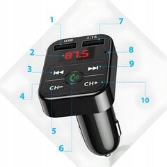 FM BLUETOOTH-lähetin MP3-laturi 2xUSB SD LCD hinta ja tiedot | Sähköiset lisätarvikkeet | hobbyhall.fi