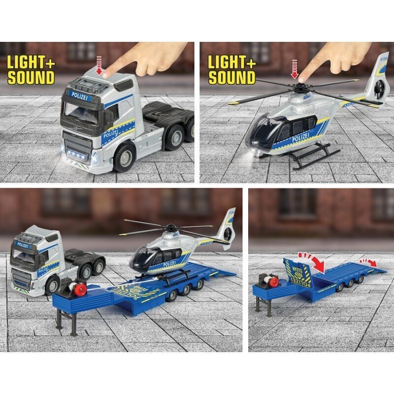 Poliisiauto ja helikopteri Majorette Grand Volvo Police Set Police, 35cm hinta ja tiedot | Poikien lelut | hobbyhall.fi