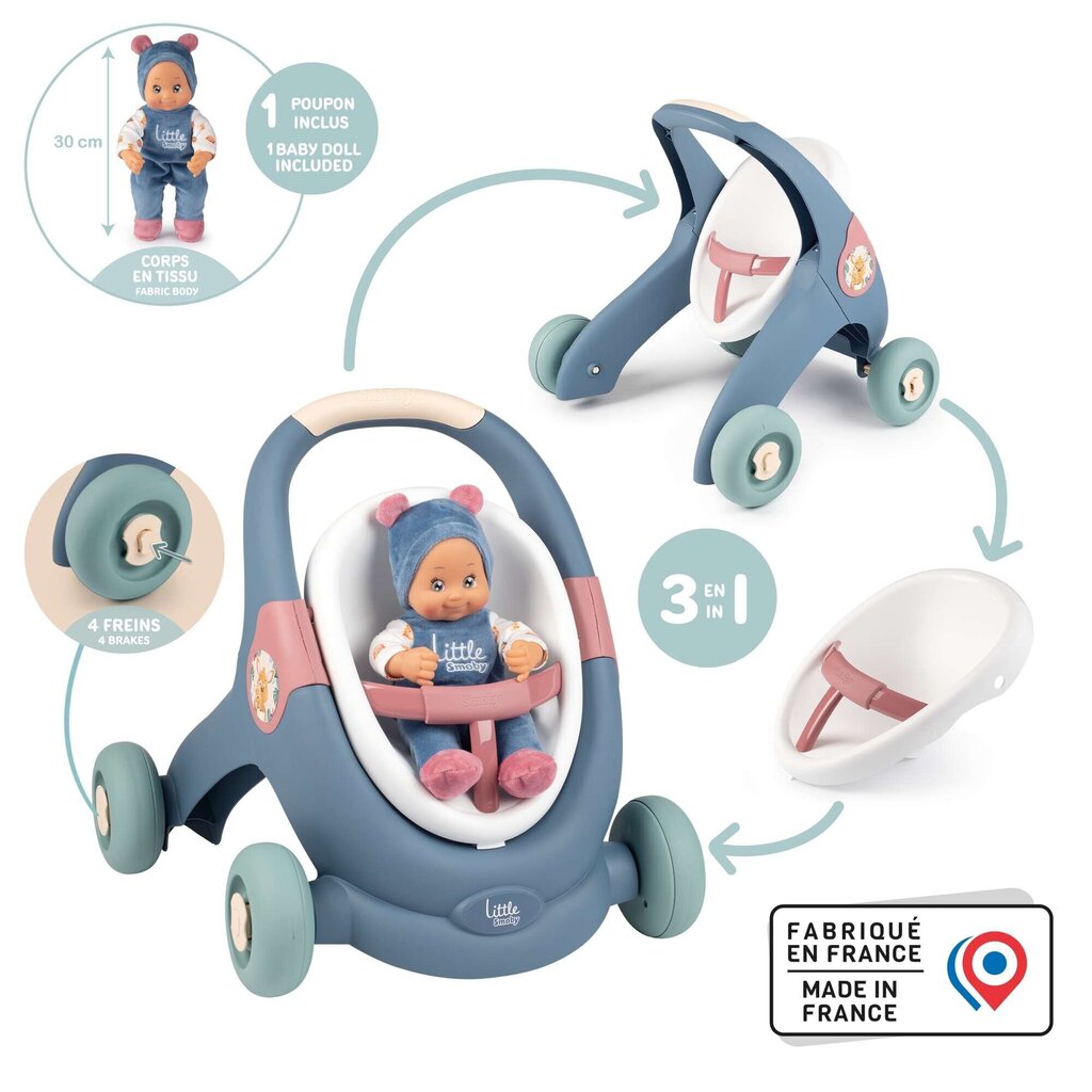 Lastenrattaat Smoby 3in1 hinta ja tiedot | Tyttöjen lelut | hobbyhall.fi