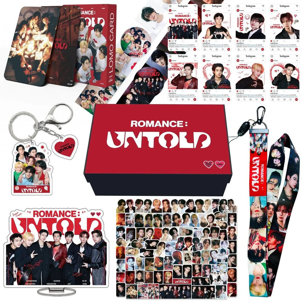 Kpop HEESEUNG VIVI JAKE JUNGWEON Lahjarasia-albumi ROMANCE UNTOLD Lomo-kortit Tarrat Teippi Akryylijalusta yhdistelmäsarjat hinta ja tiedot | Muut hauskat lahjaideat | hobbyhall.fi