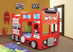 Kerrossänky patjalla Fire Truck Double, punainen hinta ja tiedot | Lastensängyt | hobbyhall.fi