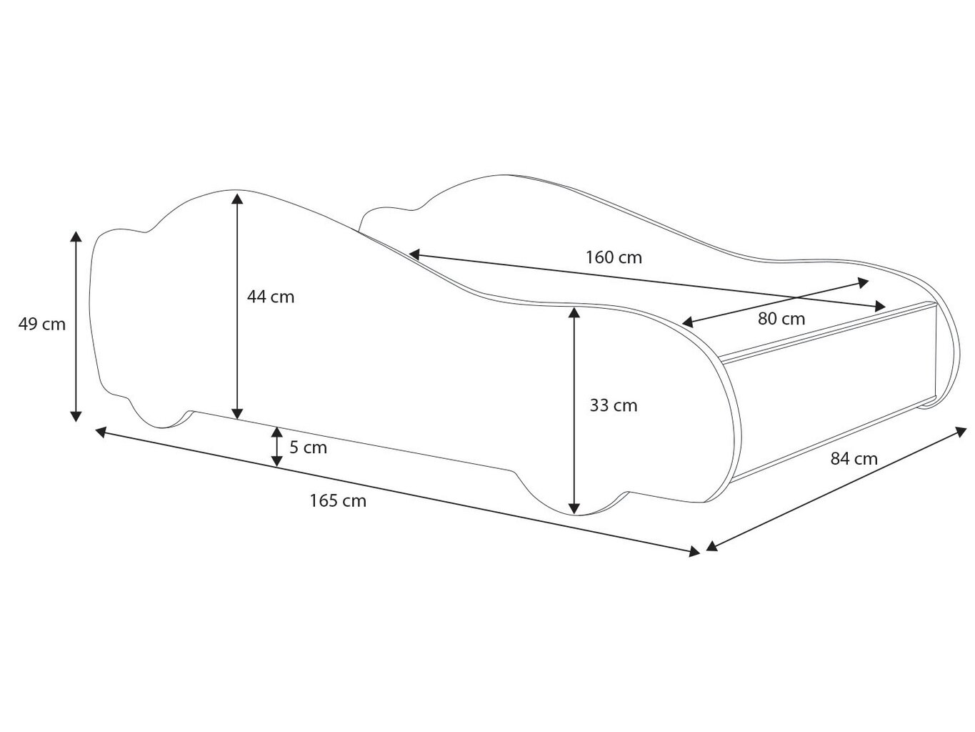 Lasten sänky ADRK Batcar, 80x160 cm hinta ja tiedot | Lastensängyt | hobbyhall.fi